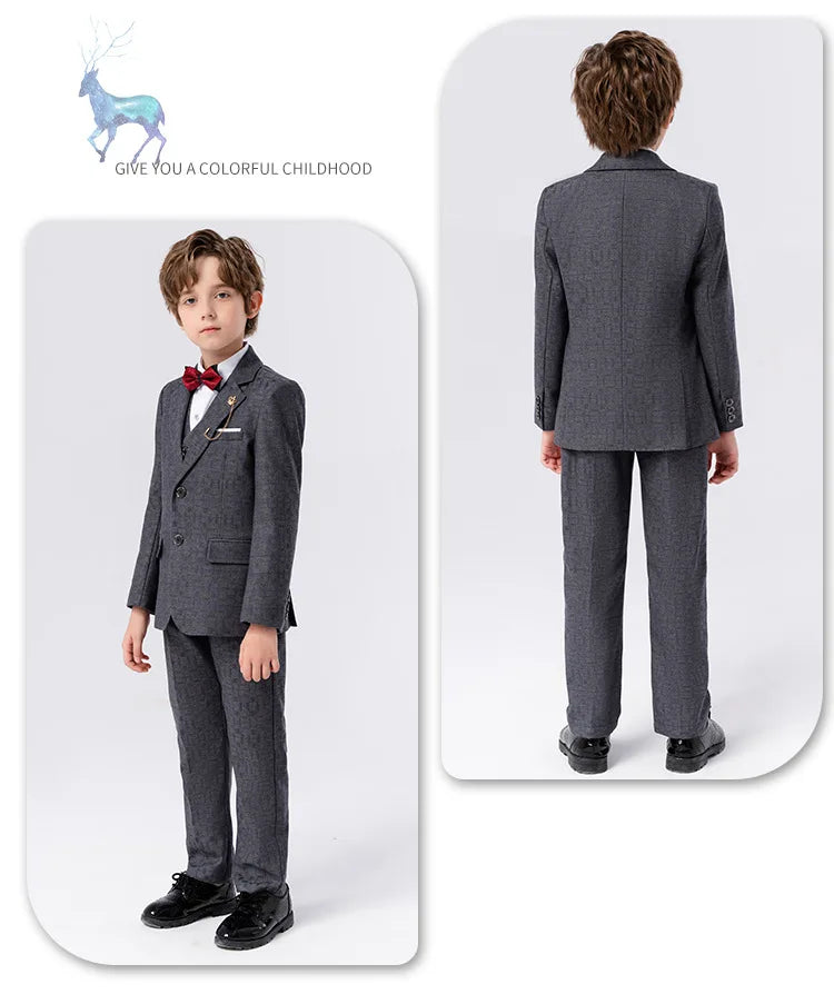 Boys’ Multi-Occasion Suit – Jacket, Vest, Pants & Accessories Set