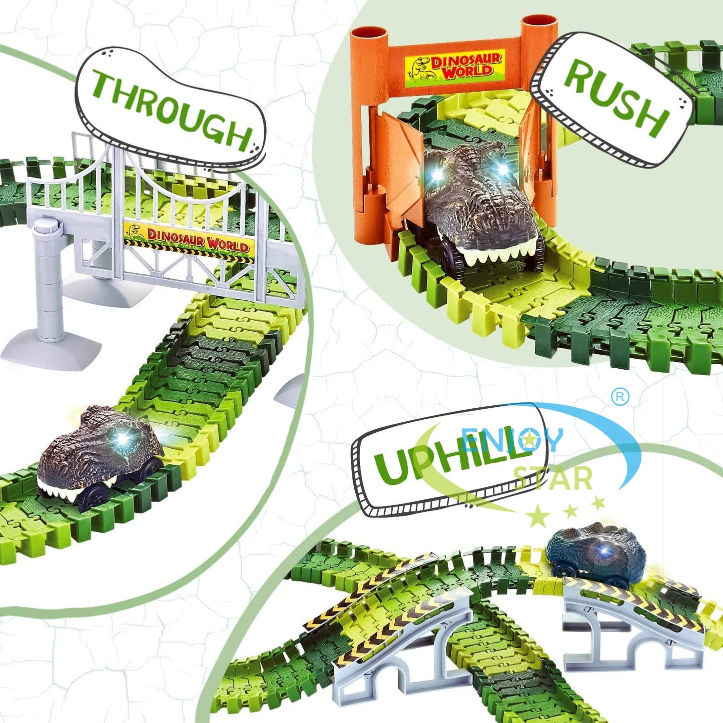 156-Piece Dinosaur Railway Track Toy Set – DIY Race Adventure for Kids!