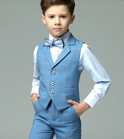 Boys’ 4-Piece Summer Suit – Vest, Shirt, Pants & Bowtie for Weddings