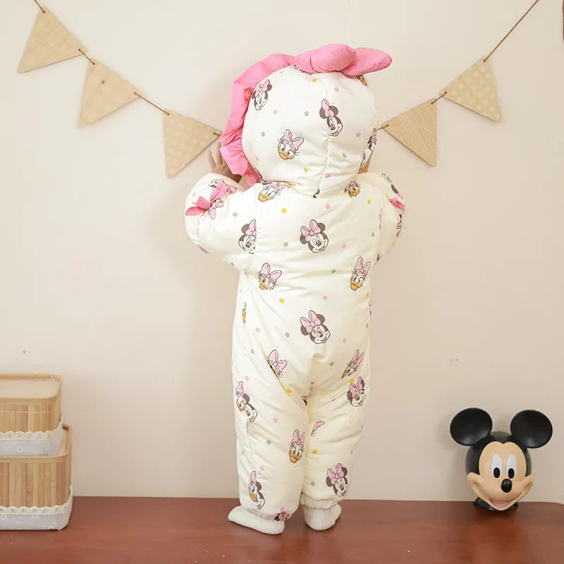 Winter Cotton Jumpsuit – Minnie Magic (0–1Y)