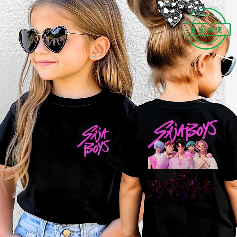 Saja Kpop Demon Hunters Boys Tee – Summer Cartoon Cotton Shirt