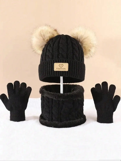Kids 3PCS Winter Hat, Scarf & Gloves Set