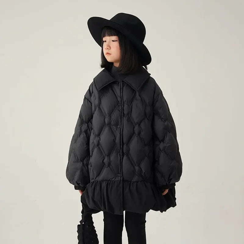 Girls’ Winter Quilted Jacket – Reversible, Korean Style