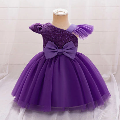 Cute Fly Sleeve Baby Girl Birthday Outfit
