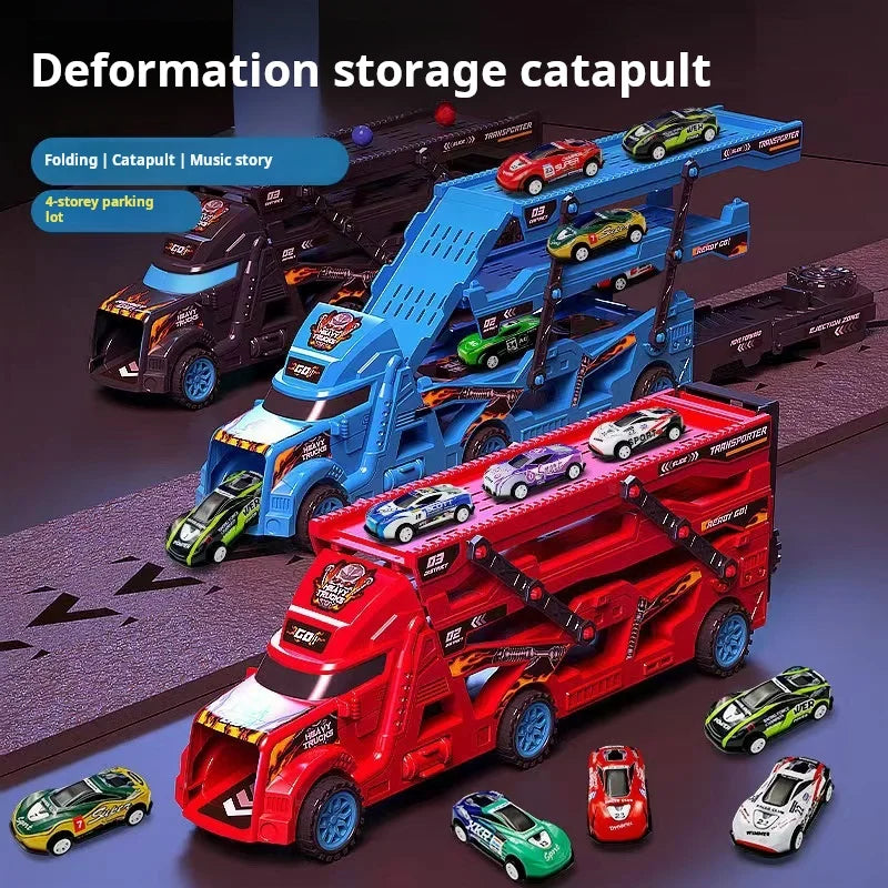 Large Deformation Transporter Truck with Folding Track – Educational Toy for Kids!