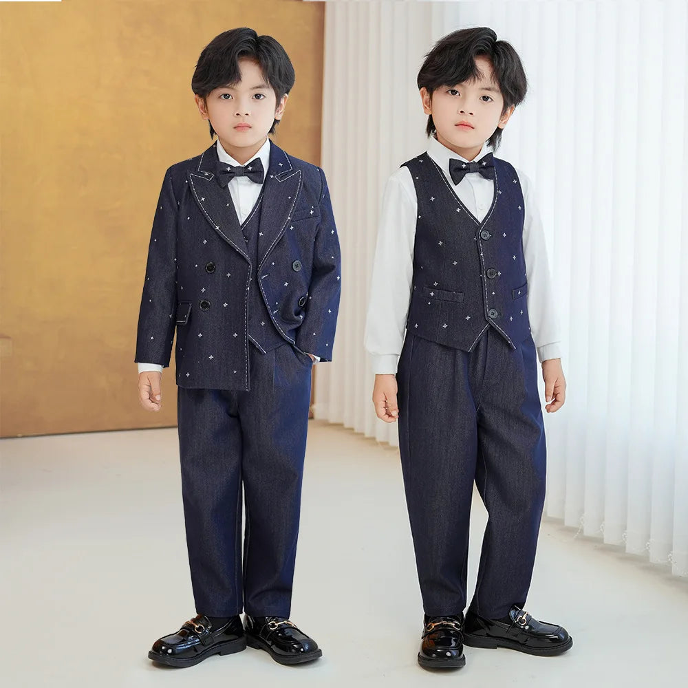 Boys’ Star Print Suit – 3/4/5Pc Formal Outfit (1–10Y)