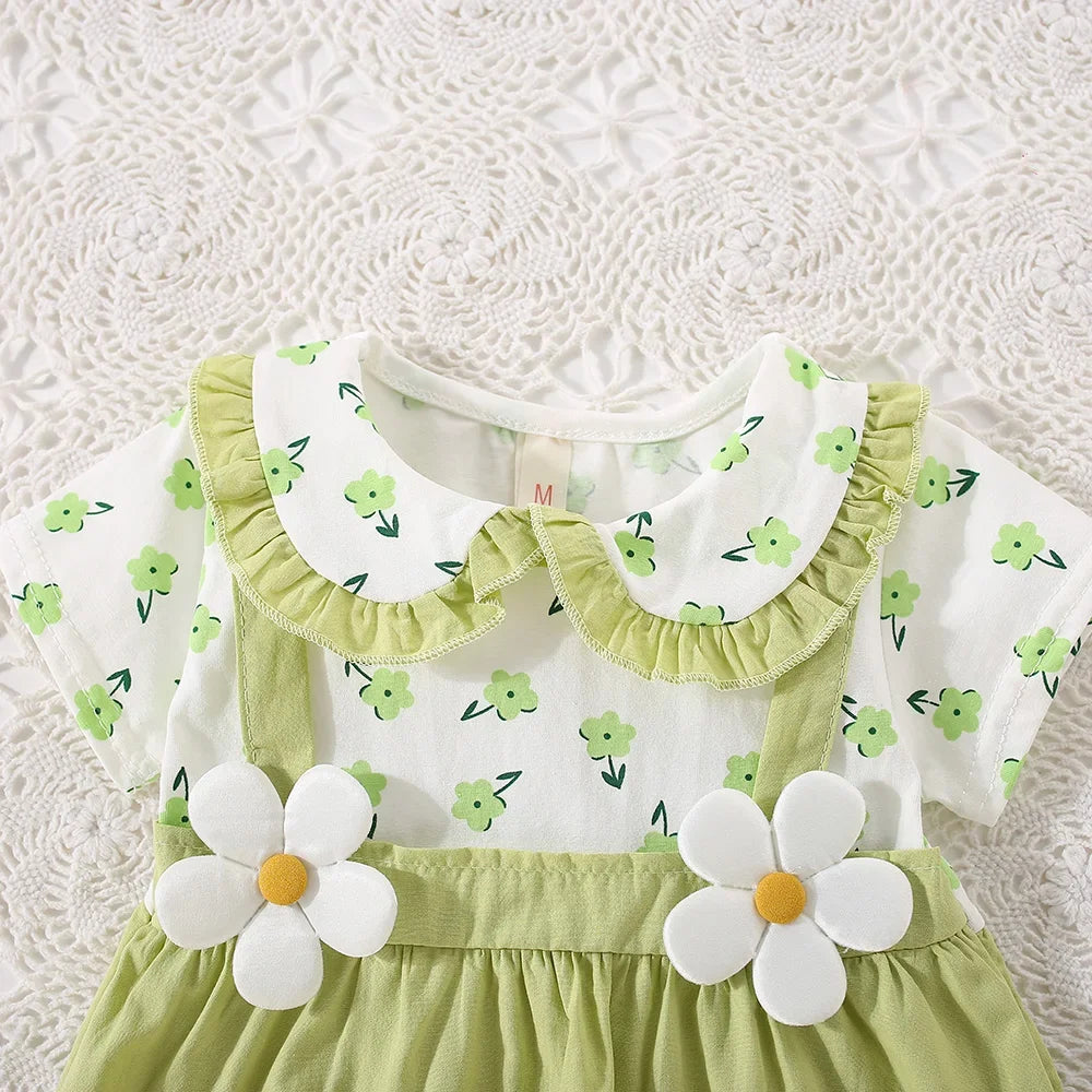 Baby Girl Flower Print Shoulder Strap Dress