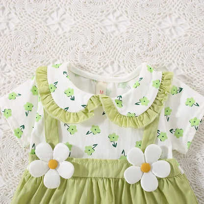 Baby Girl Flower Print Shoulder Strap Dress