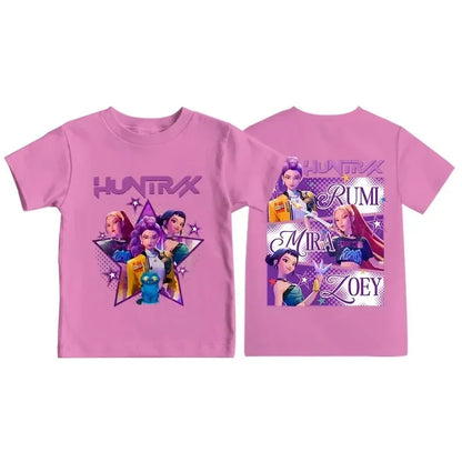 Cute Kpop Demon Hunters Shirt – Summer Short Sleeve for Boys & Girls