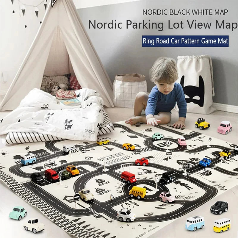 130*100CM Large Road Map Carpet – Educational Traffic Playmat for Kids