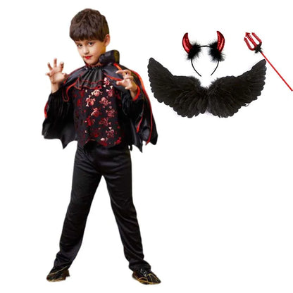 Halloween Girls Vampire Cosplay – Gothic Black Red Ghost Bride Outfit