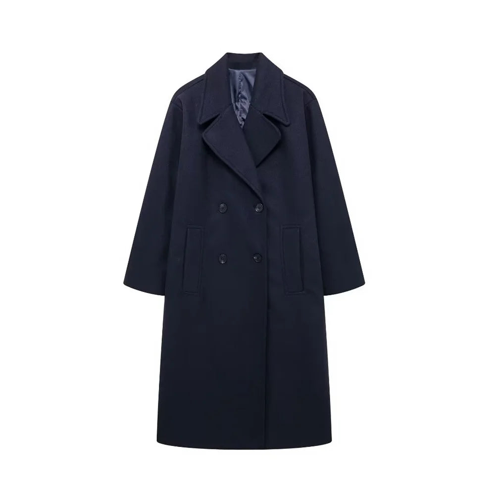 Autumn Chic Double-Breasted Lapel Coat