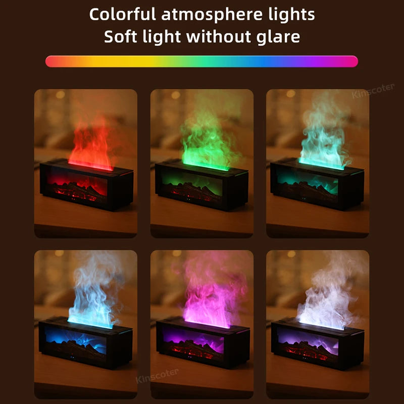 Colorful Flame Aroma Diffuser & Humidifier - 150ml, Auto-Off, Remote Control for Home & Bedroom