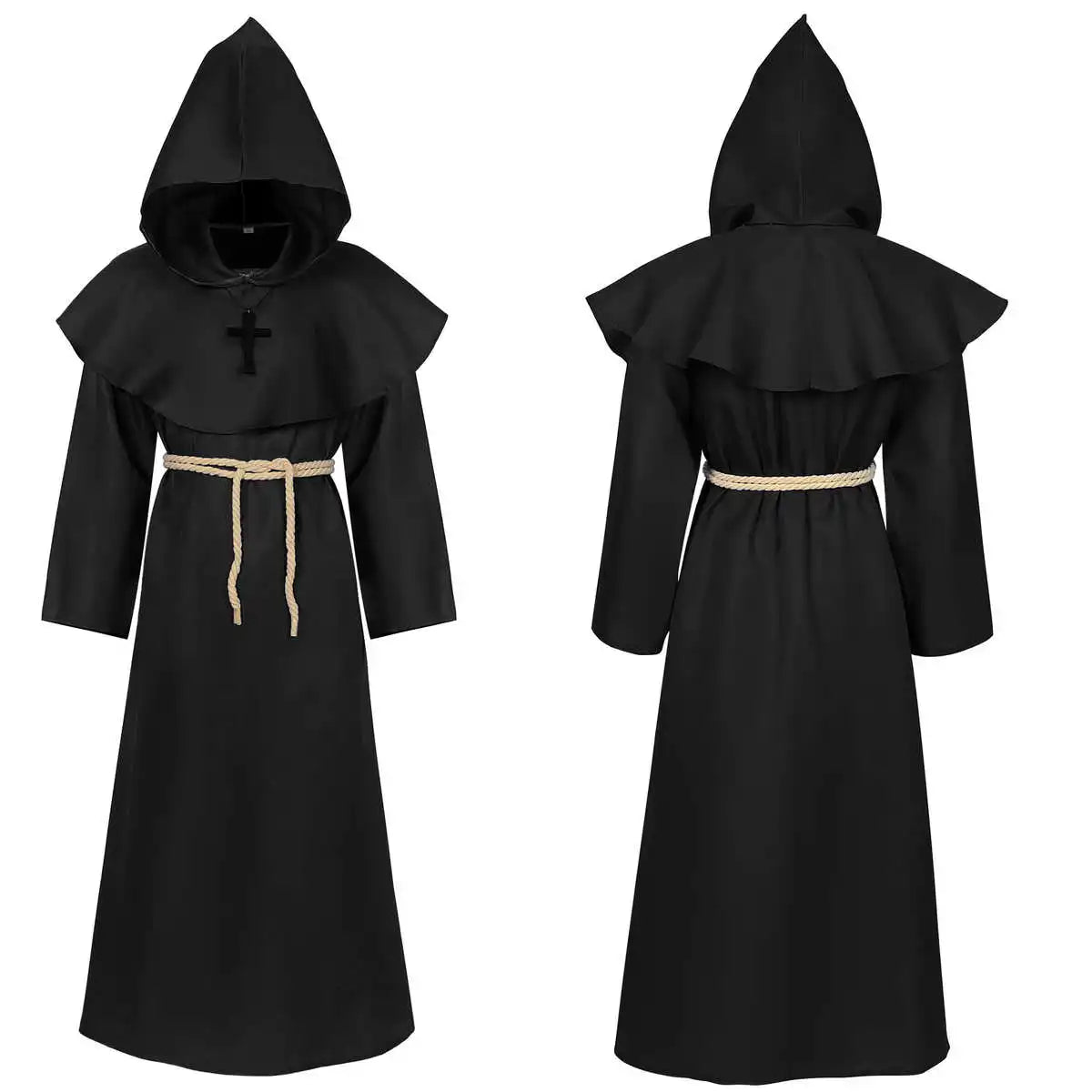 Elegant Medieval Robe – Women’s Halloween Cosplay Costume, Monk Wizard Priest Style