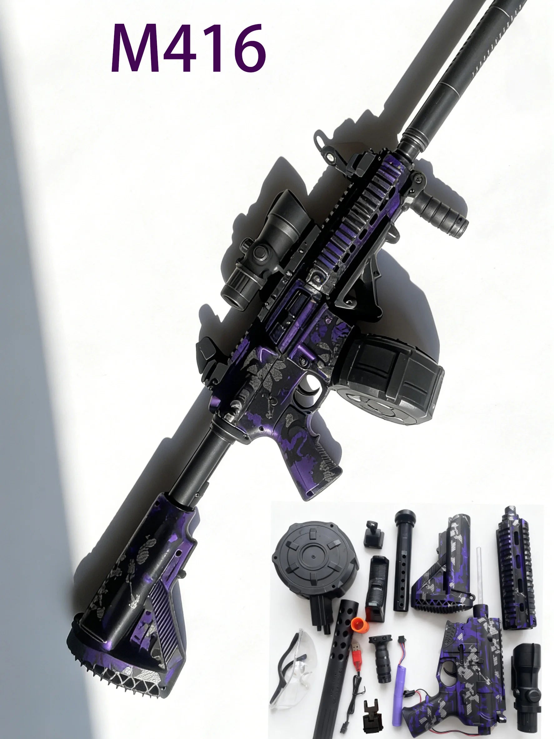 M416 Gel Ball Blaster Gun,30m Long Range,7.4V Battery & Safe Gel Beads, Cool Design for Outdoor Team Battle Games - Perfect Gift