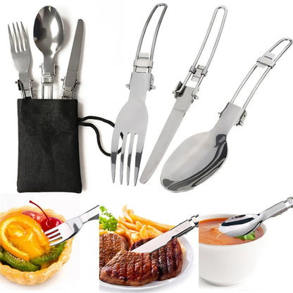 Outdoor Portable Camping Cookware Set With Foldable Spoon Fork Knife
