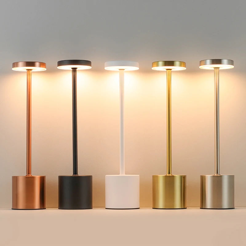 USB Rechargeable LED Table Lamp: Touch Control, 3-Color Metal Design