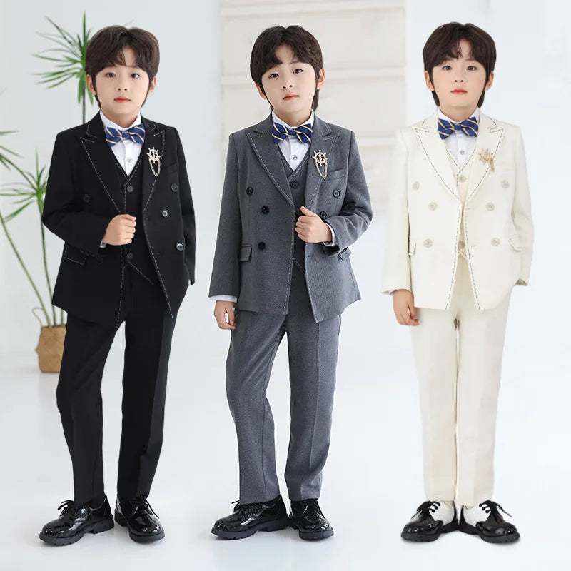 Boys’ Complete 5-Piece Dress Set – Wedding, Piano & Host Costume