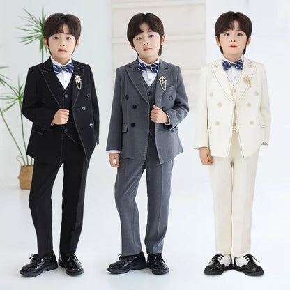 Boys’ Complete 5-Piece Dress Set – Wedding, Piano & Host Costume