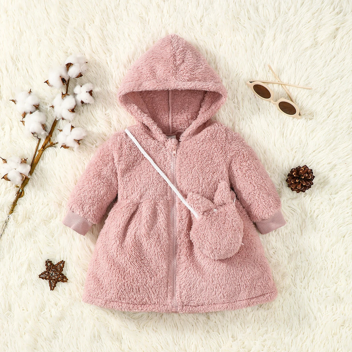 Warm Zipper Jacket + Cute Bag – Baby Girl Outfit