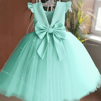 Kids Flower Girl Dress – Elegant Bow Tulle Party Wear
