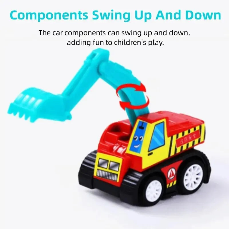 6Pcs Mini Pull-Back Engineering Car Set - Fun Cartoon Toys for Kids