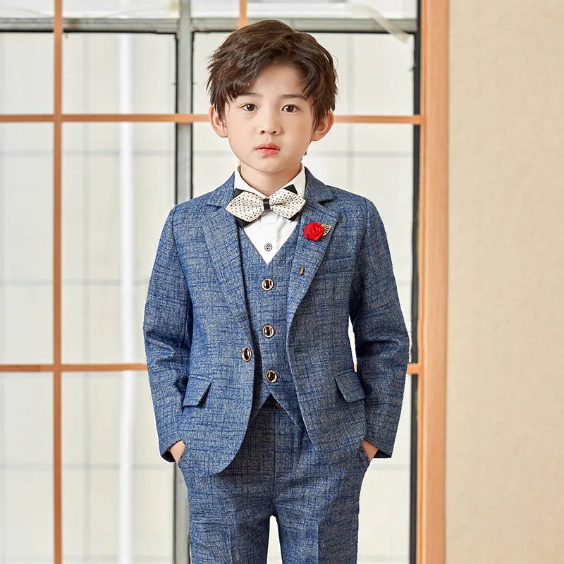 Teen Boys’ Formal Plaid Suit – Multi-Piece Elegant Outfit