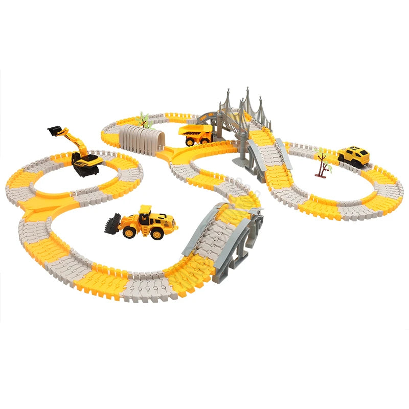 DIY Magic Race Track Set – Flexible Curved Railroad with Colorful Cars for Kids!