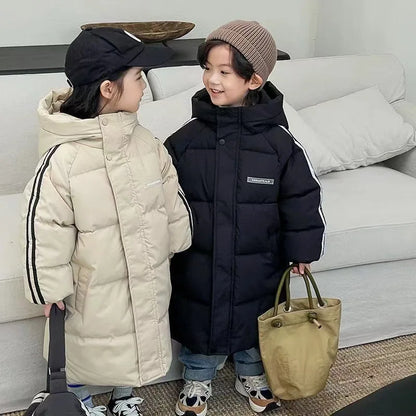 Kids' Long Cotton-Padded Jacket – Warm & Stylish