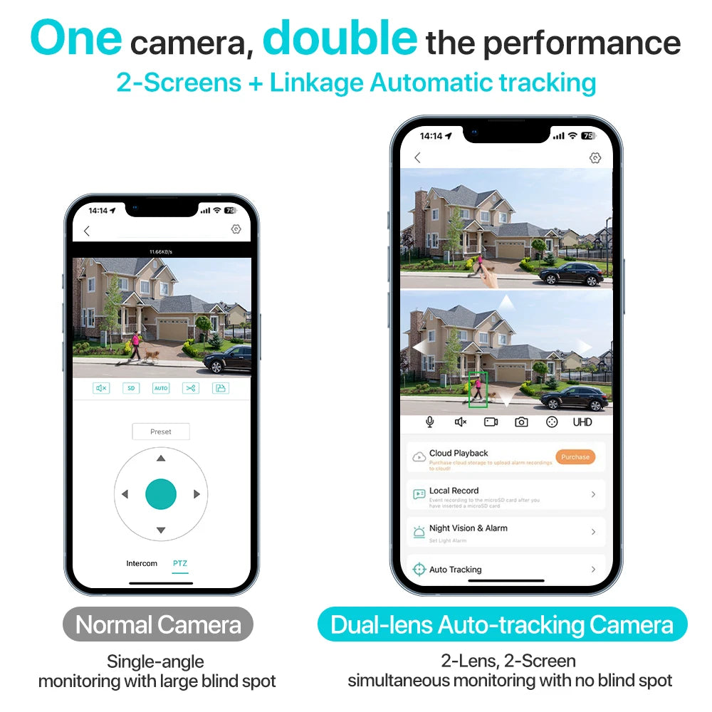 4K 8MP Dual-Lens PTZ WiFi Camera | AI Tracking Outdoor CCTV