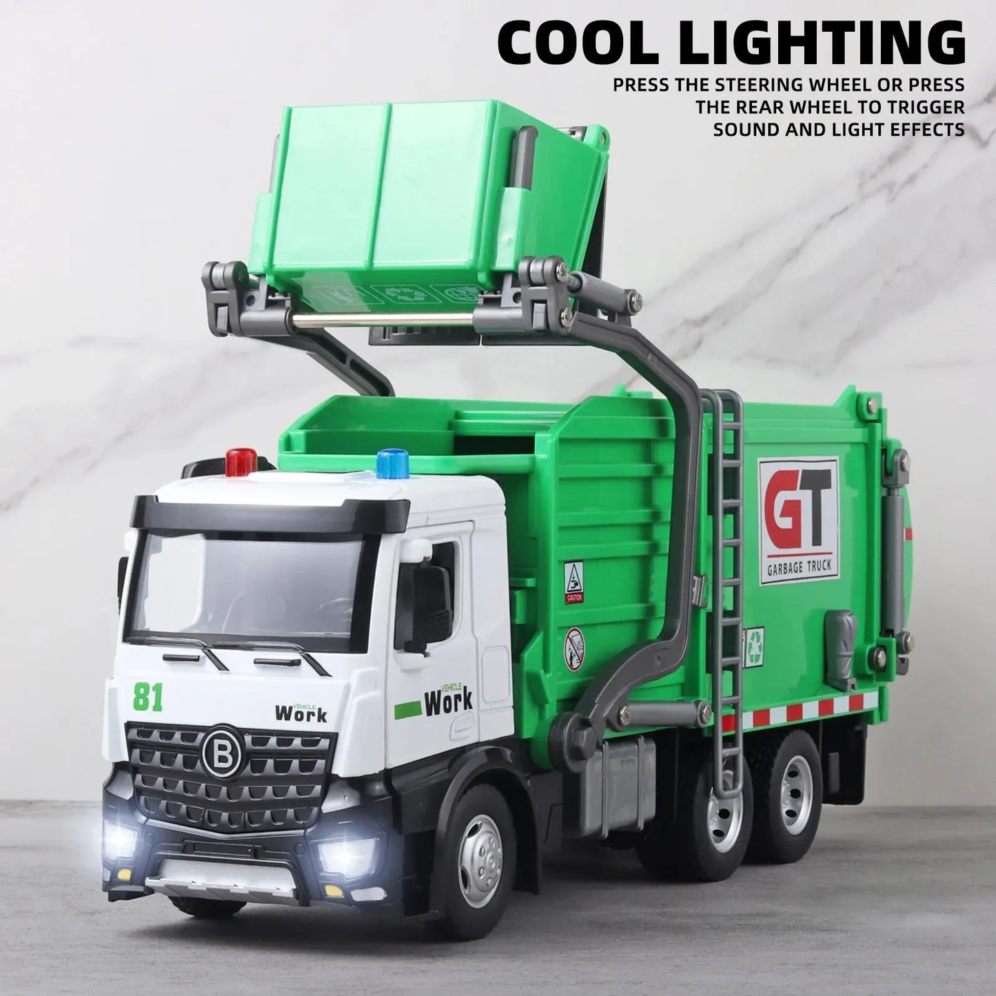 Garbage Truck Toy – Metal Diecast with Lights & Sounds for Boys!