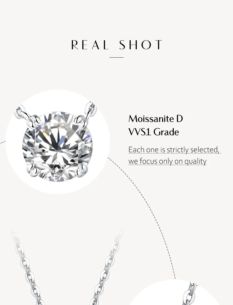 1CT Moissanite Pendant Necklace – Elegant 925 Silver Jewelry