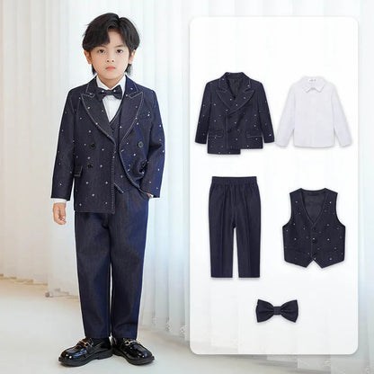 Boys’ Star Print Suit – 3/4/5Pc Formal Outfit (1–10Y)