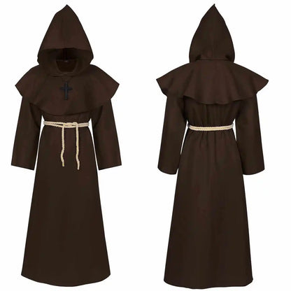 Elegant Medieval Robe – Women’s Halloween Cosplay Costume, Monk Wizard Priest Style