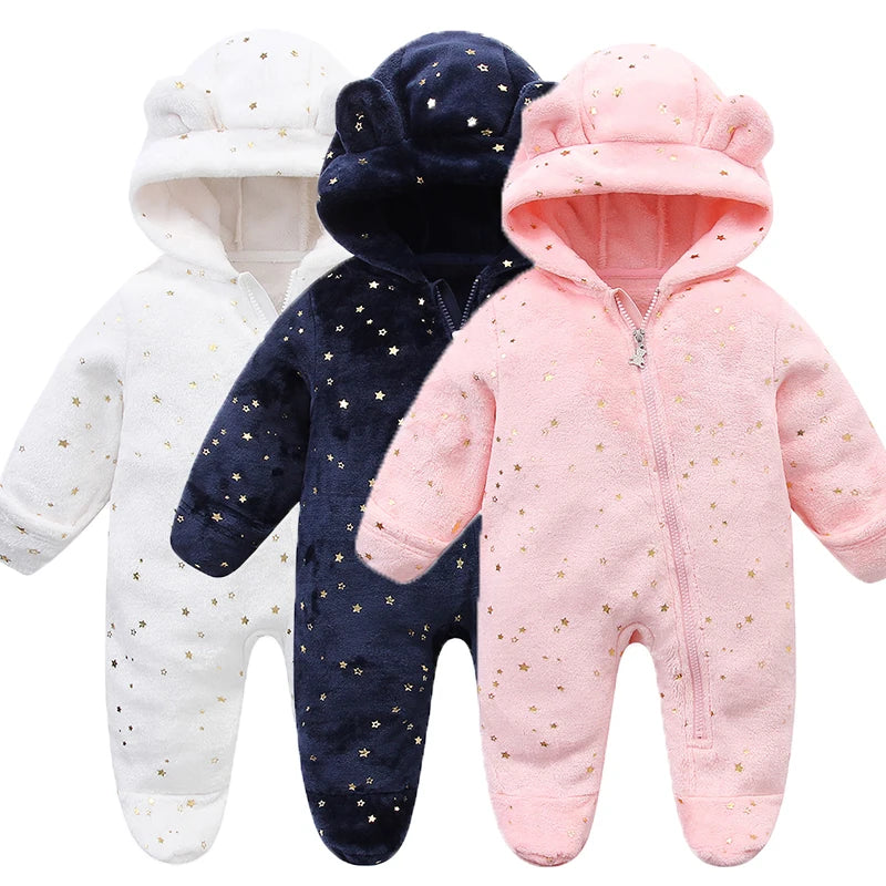 Soft Flannel Baby Romper – 0–12M Warmth