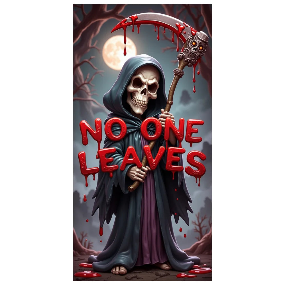 Halloween Door Banner – Scary Moon Night & Cemetery Scene