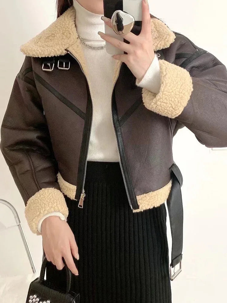 Thick Warm Moto Jacket – Faux Fur & Leather Streetwear