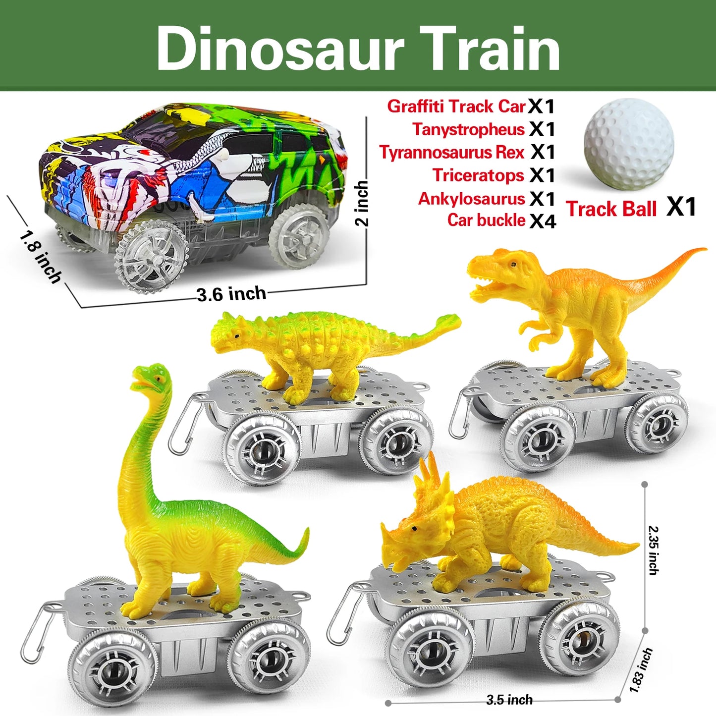 Magical Dinosaur Train Track Set – Flexible Racing Tracks with Flash Light Car!