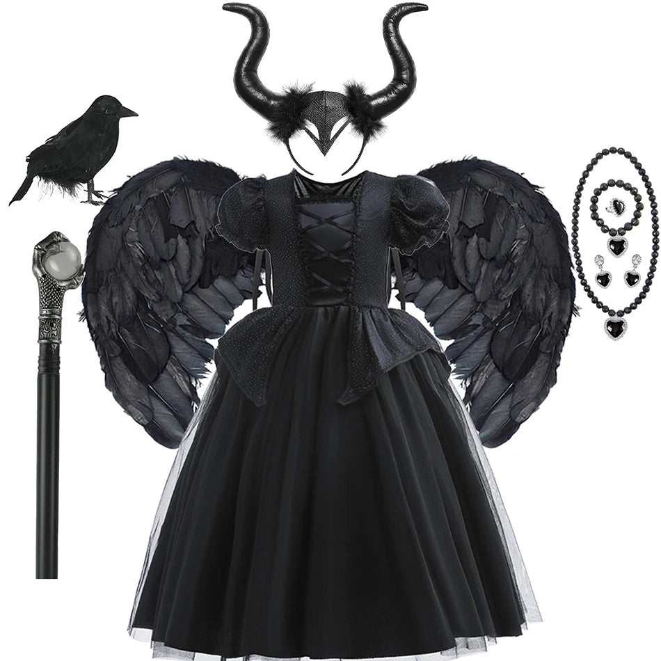 Girls Black Witch Halloween Costume – Luxury Dress
