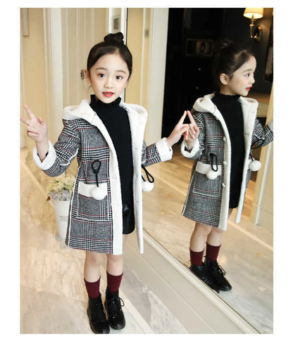 Autumn/Winter Girls’ Jacket – Stylish Hairy Long Coat