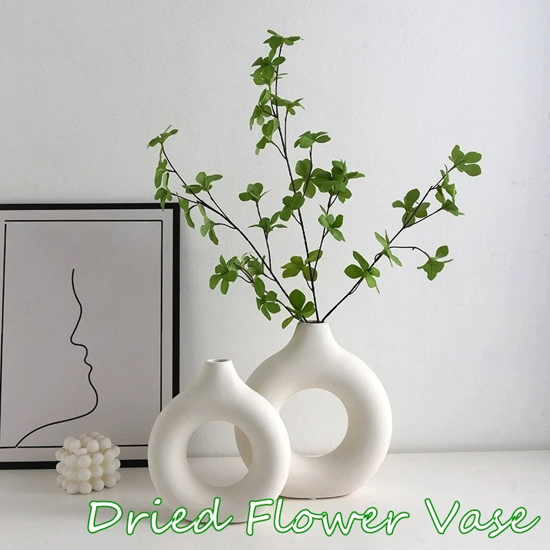 Elegant Simplicity: Pure White Donut Design Vase for Chic Table Decor