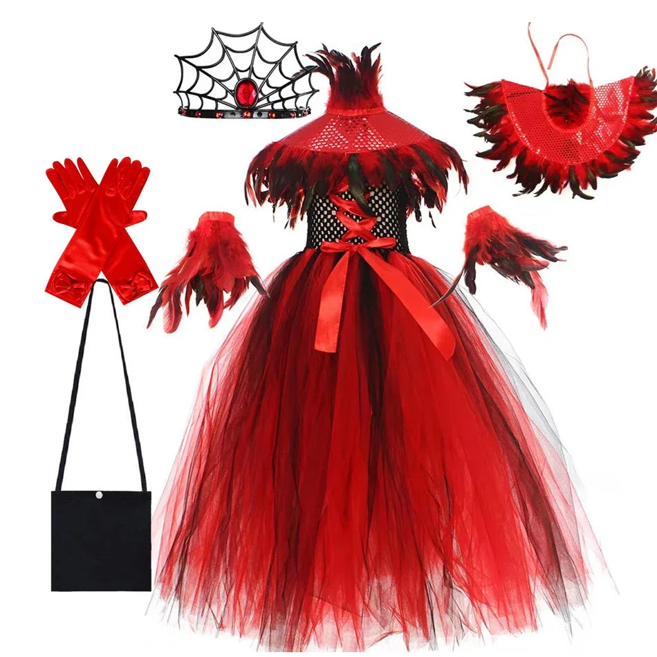 Halloween Gothic Mesh Dress – Kids Vampire Cosplay