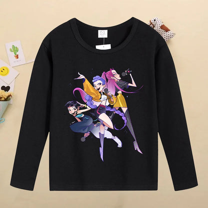 Kpop Demon Hunters Kids T-Shirt – Kawaii Cartoon Long Sleeve Top