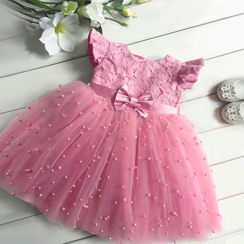 Princess Party Dress – Lace Embroidery with Ruffles