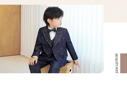 Boys’ Star Print Suit – 3/4/5Pc Formal Outfit (1–10Y)