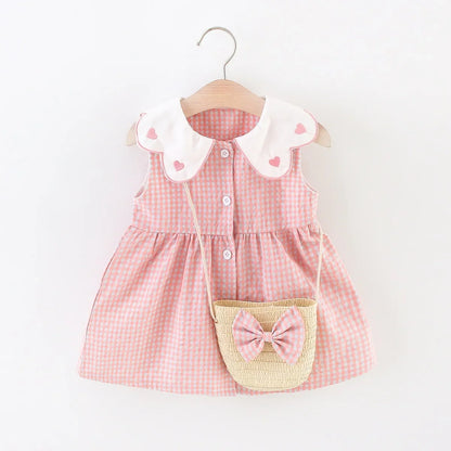 Infant Girls’ Plaid Tank Top Skirt + Crossbody Bag