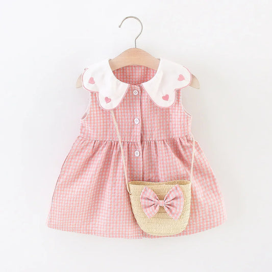 Infant Girls’ Plaid Tank Top Skirt + Crossbody Bag