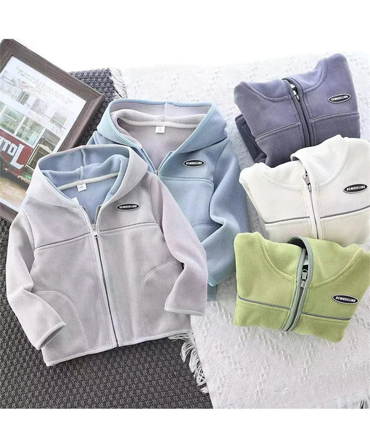 Boys’ Casual Hooded Fleece Sweatshirt – Zipper Coat for Kids