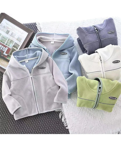 Boys’ Casual Hooded Fleece Sweatshirt – Zipper Coat for Kids