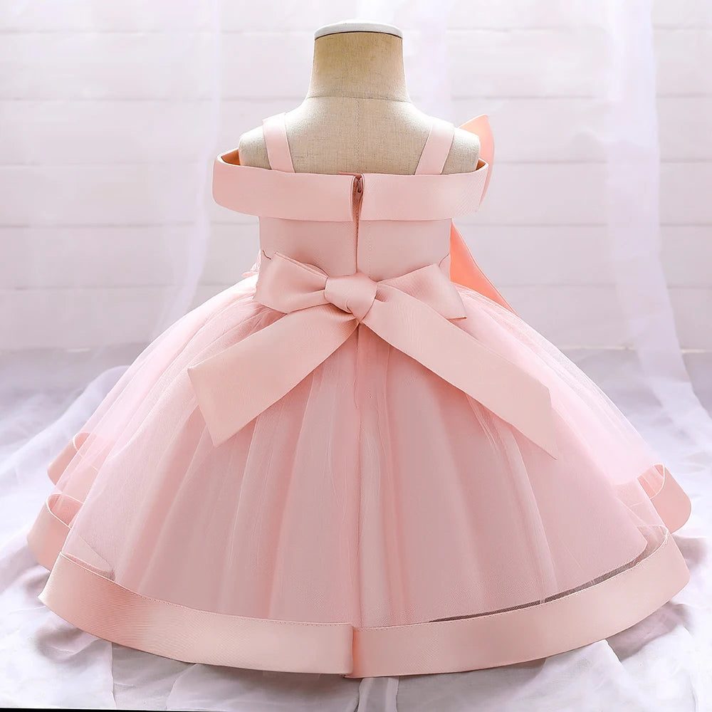 Elegant Infant Dress – Bow Lace Princess Party Wear